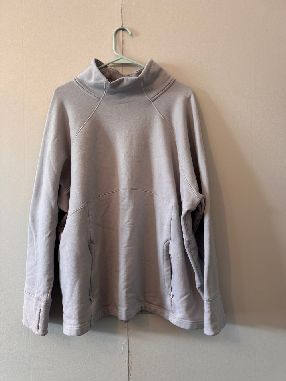 Athleta Polartec Fleece Light Gray Funnel Neck Sweater